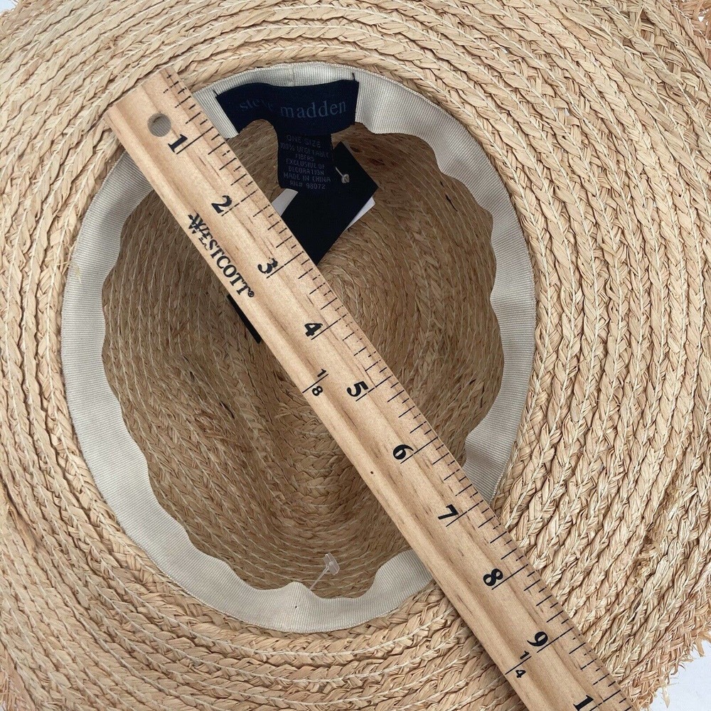 Steve Madden Tan Straw Hat with Embellishments - Picture 5 of 9